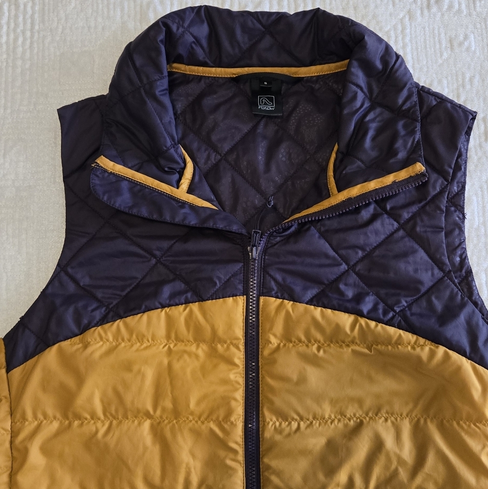 Flylow Puffer Vest in Purple and Gold, Size Small